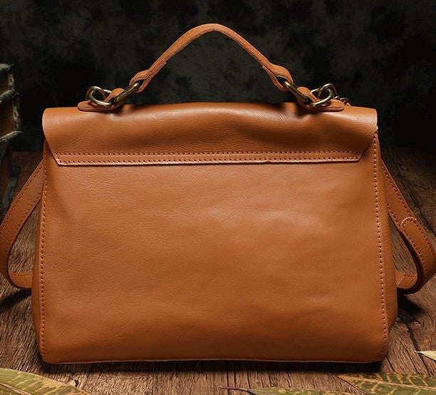 Vintage Fashion Leather Brown Black Handbag Shoulder Bag Work Purse For Women
