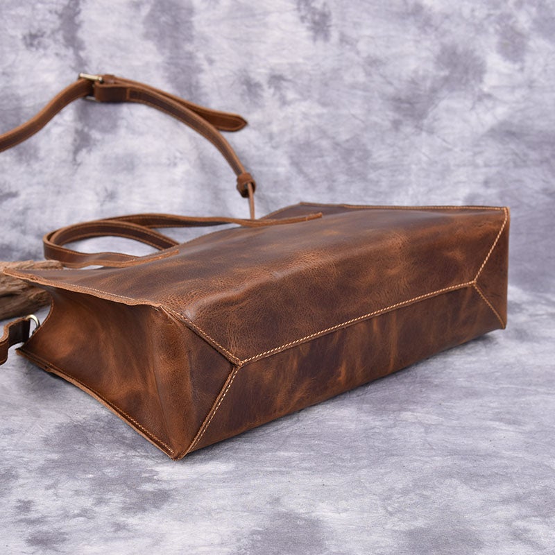 Vintage LEATHER WOMENs Brown Handbag Stylish Shoulder Tote Purse FOR WOMEN