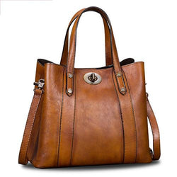 Leather 11" Vertical Tote Handbag Purse