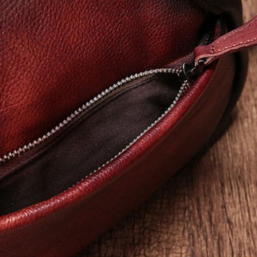 Red Vintage Leather 13" Womens Tote Shopper Handbag Dumpling Bag Purse for Ladies