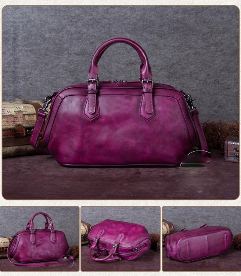 vintage leather doctor style handbags women satchel bag