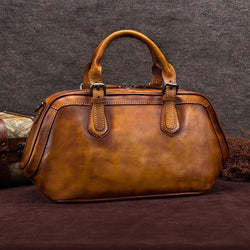 vintage leather doctor style handbags women satchel bag