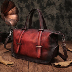 Vintage Womens Red Leather Handbag Purse  Shoulder Handbags Crossbody Bags for Ladies