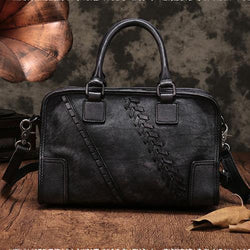 Vintage Ladies Black Leather Handbags Shoulder Purse Brown Work Handbag Purse for Women