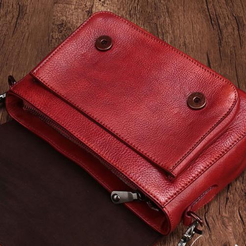 Fashion Womens Red Leather Satchel Handbag Small Brown Satchel Bag Crossbody Bags for Ladies
