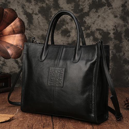 Black Vintage Womens Square Handbags Brown Shoulder Handbag Purse for Ladies