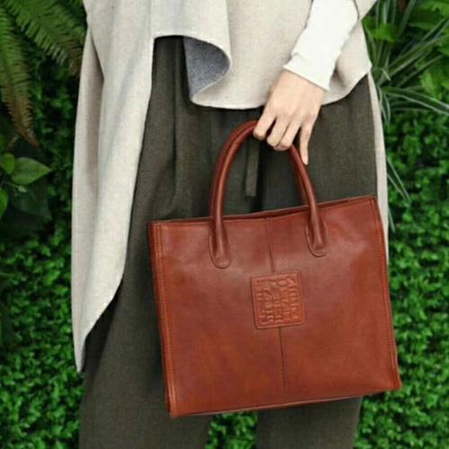 Red Brown Vintage Womens Leather Handbag Square Handbag Purse Side Bag for Ladies
