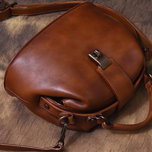 Red Small Womens Vintage Leather Doctor Handbag Small Brown Doctor Purse Shoulder Bag for Ladies