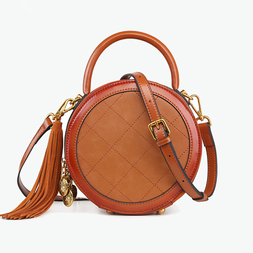 Red Leather Circle Crossbody Bags