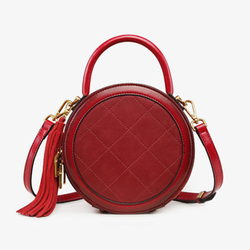 Red Leather Circle Crossbody Bags