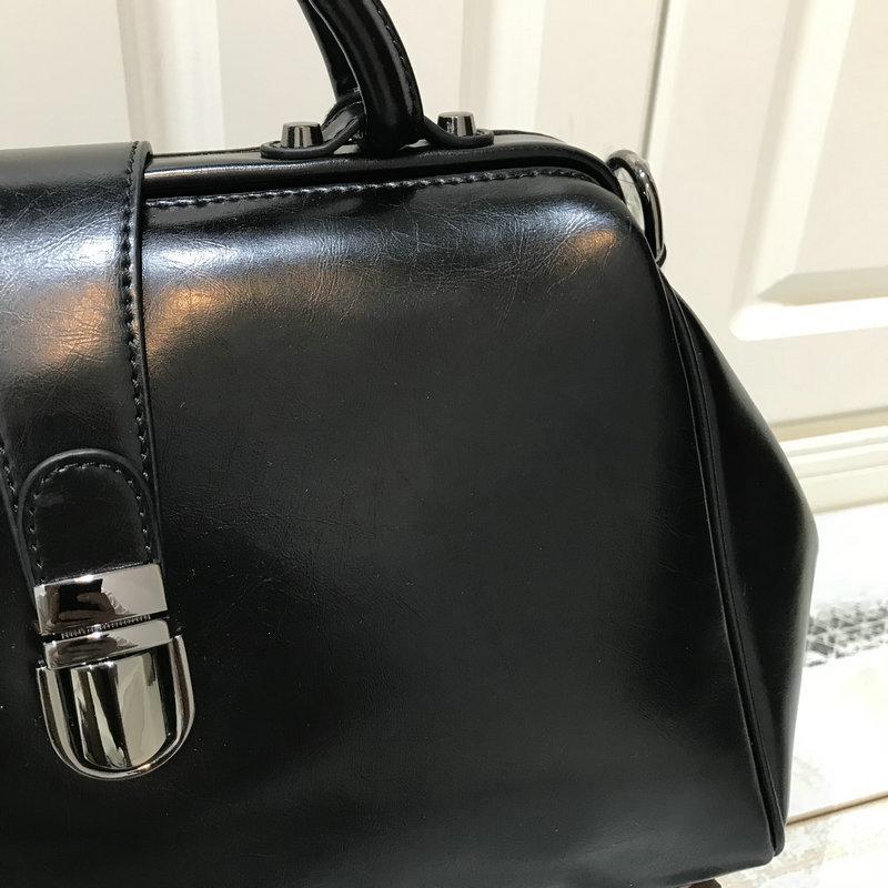 Doctor Style Tote Bag Women's Black Leather