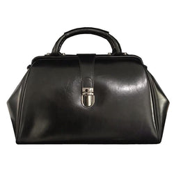 Doctor Style Tote Bag Women's Black Leather
