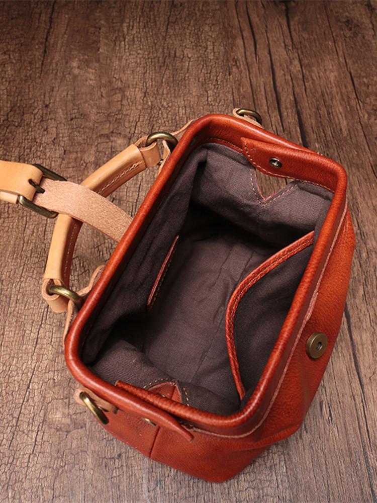 Black Leather Women's MIni Doctor Handbag Small Doctors Bag Doctor Style Handbag Purse for Ladies