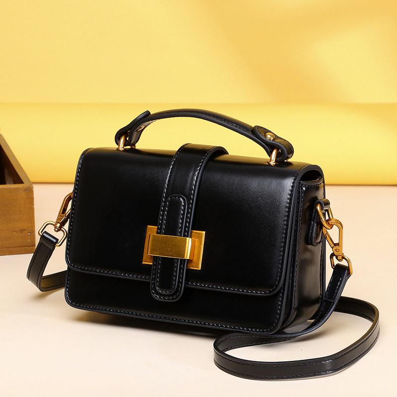 Women's Small Leather Flap Satchel Handle Bag Purse