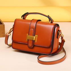Women's Small Leather Flap Satchel Handle Bag Purse