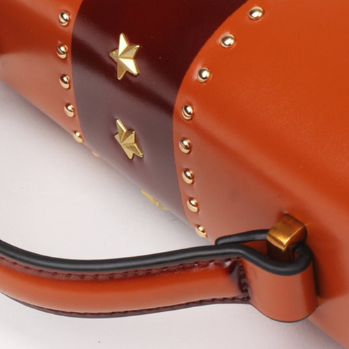 Women's Small Star Leather Satchel Handle Bag Purse