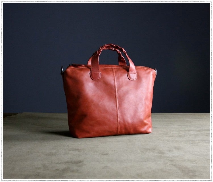 Womens Red Leather Work Handbag Purse Unique Leather Work Shoulder Purse for Ladies
