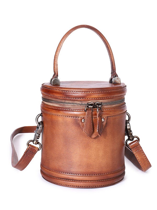Womens Vintage Brown Leather Shoulder Bag
