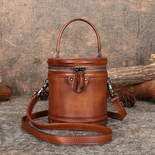 Womens Vintage Brown Leather Shoulder Bag
