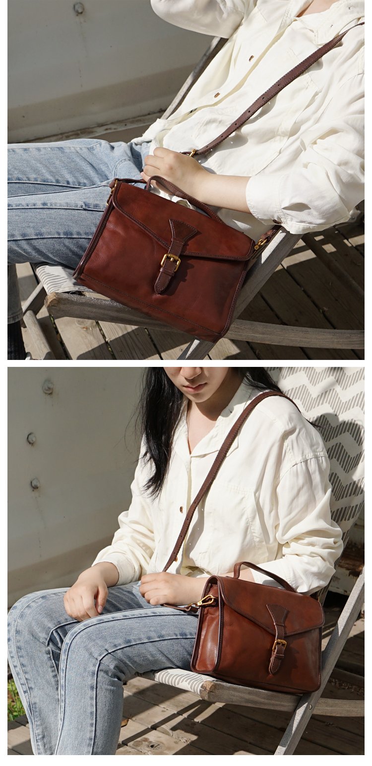 Stylish Leather Crossbody Satchel Bag Womens