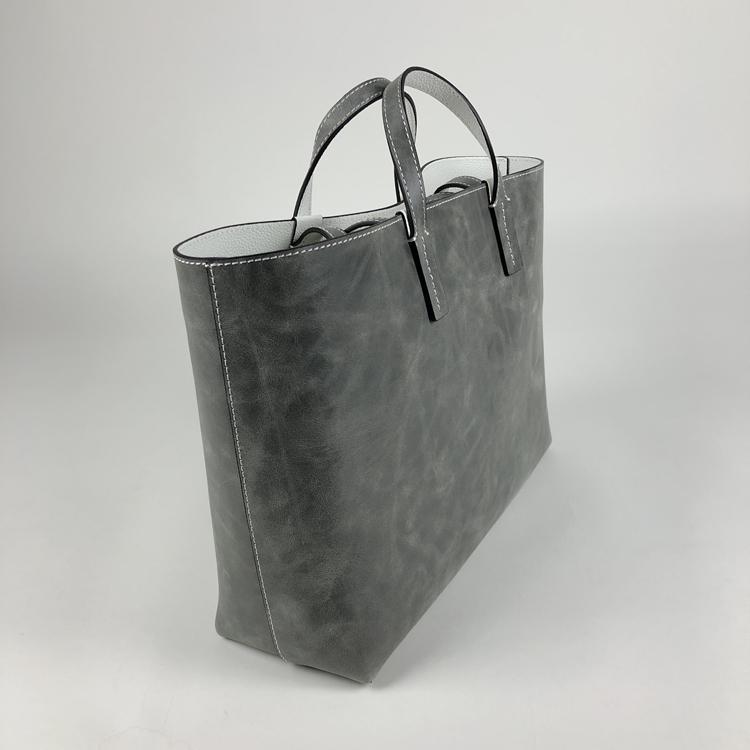 Womens Light Gray Leather Shoulder Tote Bags Best Tote Handbag Shopper Bags Purse for Ladies