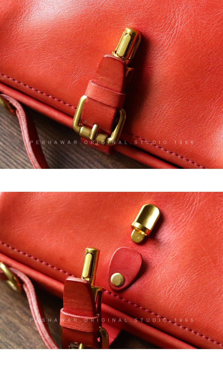 Womens Red Leather Doctor Handbag Purses Classic Handmade Red Doctor Crossbody Purse for Women