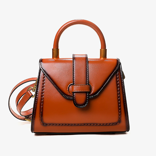 Designer Ladies Tan Small Leather Satchel Purses