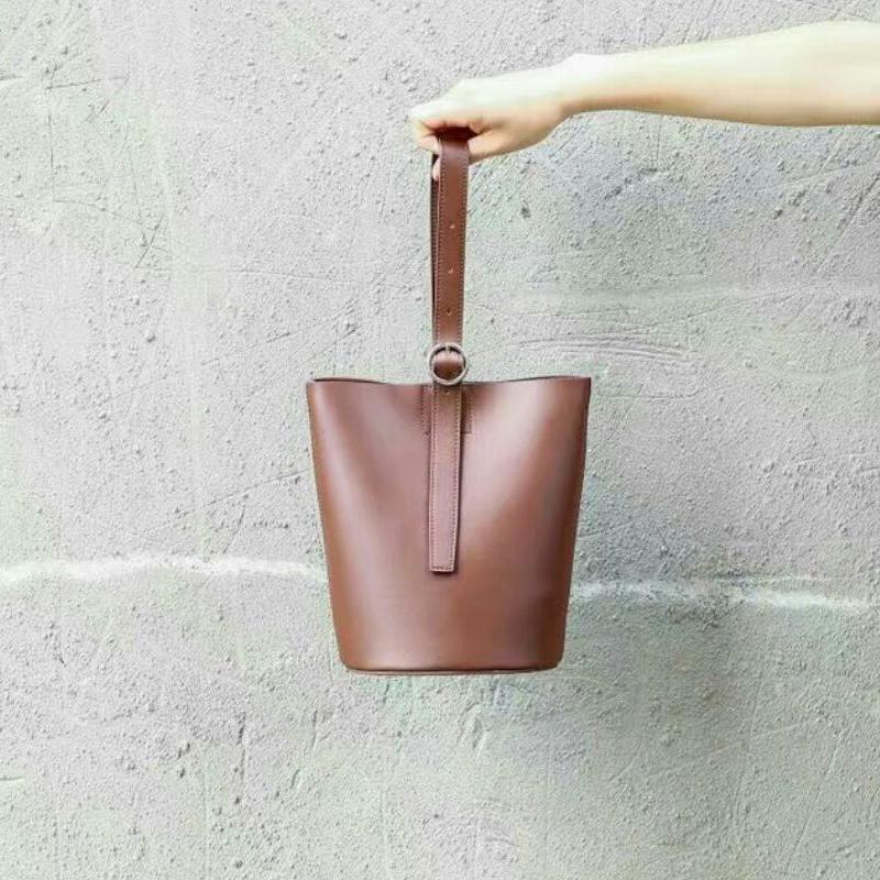 Small Classic Leather Bucket Bag for Women
