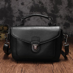 Fashion Womens Black Leather Satchel Handbag Small Brown Satchel Bag Crossbody Bags for Ladies