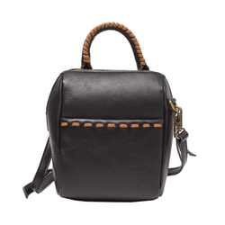 Fashion Small Womens Black Leather Bucket Shoulder Bag With Zipper Handbag CrossBody Bucket Bag
