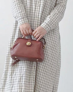 Handmade Womens Brown Leather Doctor Handbag Purse Vintage Small Doctor Shoulder Bag for Women