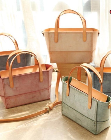 Vintage Womens Beige Leather Handbag Tote Purse Tote Handmade Shopper Side Tote Bag for Men