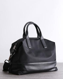 Classic Womens Nylon Leather Handbags Womens Black Nylon Boston Shoulder Purse for Ladies