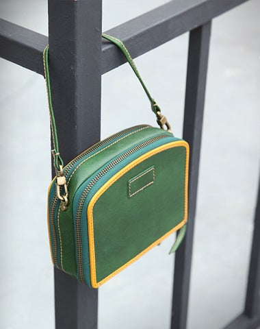 Handmade Women's Green Leather Shoulder Clutch Purse Handbag Crossbody Bag Clutch Purse